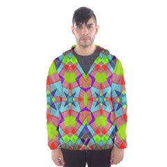 Farbenpracht Kaleidoscope Pattern Men s Hooded Windbreaker