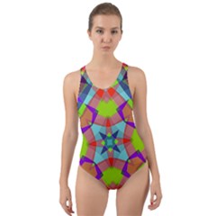 Farbenpracht Kaleidoscope Pattern Cut-out Back One Piece Swimsuit by Semog4