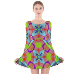 Farbenpracht Kaleidoscope Pattern Long Sleeve Velvet Skater Dress