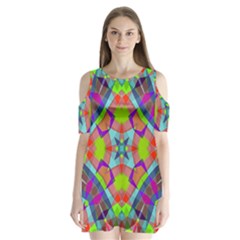 Farbenpracht Kaleidoscope Pattern Shoulder Cutout Velvet One Piece