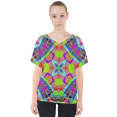 Farbenpracht Kaleidoscope Pattern V-neck Dolman Drape Top by Semog4