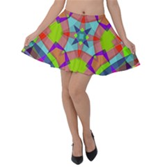 Farbenpracht Kaleidoscope Pattern Velvet Skater Skirt