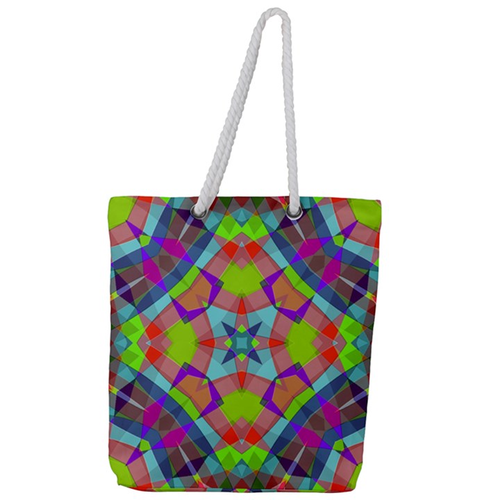 Farbenpracht Kaleidoscope Pattern Full Print Rope Handle Tote (Large)