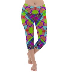 Farbenpracht Kaleidoscope Pattern Lightweight Velour Capri Yoga Leggings by Semog4