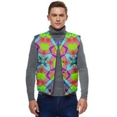 Farbenpracht Kaleidoscope Pattern Men s Short Button Up Puffer Vest	