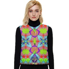 Farbenpracht Kaleidoscope Pattern Women s Short Button Up Puffer Vest