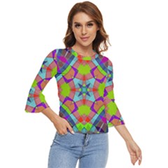 Farbenpracht Kaleidoscope Pattern Bell Sleeve Top