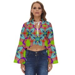 Farbenpracht Kaleidoscope Pattern Boho Long Bell Sleeve Top