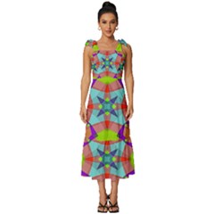 Farbenpracht Kaleidoscope Pattern Tie-strap Tiered Midi Chiffon Dress by Semog4