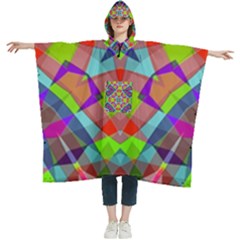 Farbenpracht Kaleidoscope Pattern Women s Hooded Rain Ponchos