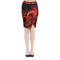 Background Fractal Abstract Midi Wrap Pencil Skirt by Semog4