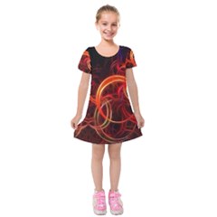 Background Fractal Abstract Kids  Short Sleeve Velvet Dress