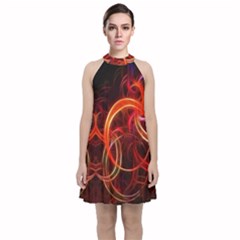 Background Fractal Abstract Velvet Halter Neckline Dress 