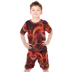 Background Fractal Abstract Kids  Tee And Shorts Set by Semog4