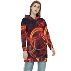 Background Fractal Abstract Women s Long Oversized Pullover Hoodie