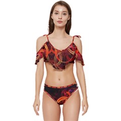 Background Fractal Abstract Ruffle Edge Tie Up Bikini Set	 by Semog4