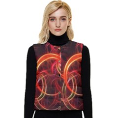 Background Fractal Abstract Women s Short Button Up Puffer Vest