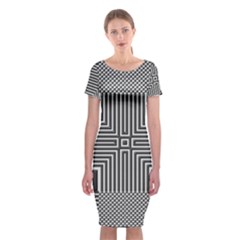 Construction Background Geometric Classic Short Sleeve Midi Dress by Semog4