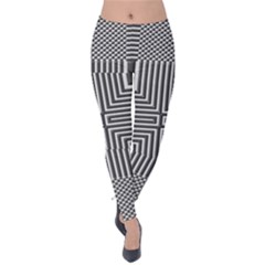 Construction Background Geometric Velvet Leggings