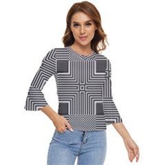 Construction Background Geometric Bell Sleeve Top