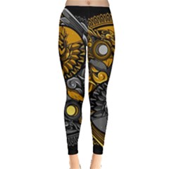 Yin Yang Owl Doodle Ornament Illustration Leggings  by Semog4