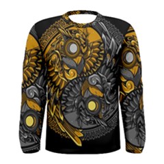 Yin Yang Owl Doodle Ornament Illustration Men s Long Sleeve Tee