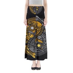 Yin Yang Owl Doodle Ornament Illustration Full Length Maxi Skirt by Semog4