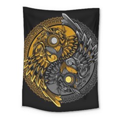 Yin Yang Owl Doodle Ornament Illustration Medium Tapestry