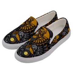 Yin Yang Owl Doodle Ornament Illustration Men s Canvas Slip Ons by Semog4