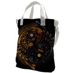 Yin Yang Owl Doodle Ornament Illustration Canvas Messenger Bag by Semog4