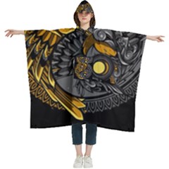 Yin Yang Owl Doodle Ornament Illustration Women s Hooded Rain Ponchos