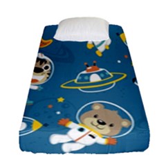 Seamless Pattern Funny Astronaut Outer Space Transportation Fitted Sheet (single Size) by Semog4