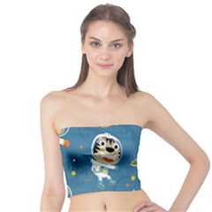 Seamless Pattern Funny Astronaut Outer Space Transportation Tube Top by Semog4