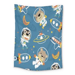 Seamless Pattern Funny Astronaut Outer Space Transportation Medium Tapestry