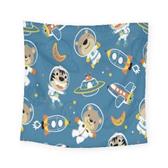 Seamless Pattern Funny Astronaut Outer Space Transportation Square Tapestry (small)