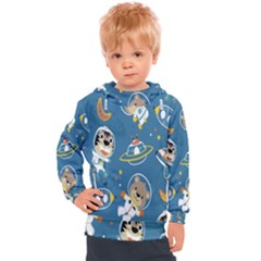 Seamless Pattern Funny Astronaut Outer Space Transportation Kids  Hooded Pullover by Semog4