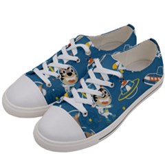 Seamless Pattern Funny Astronaut Outer Space Transportation Men s Low Top Canvas Sneakers by Semog4