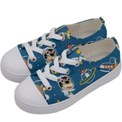 Seamless Pattern Funny Astronaut Outer Space Transportation Kids  Low Top Canvas Sneakers by Semog4