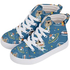 Seamless Pattern Funny Astronaut Outer Space Transportation Kids  Hi-top Skate Sneakers by Semog4