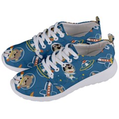 Seamless Pattern Funny Astronaut Outer Space Transportation Men s Lightweight Sports Shoes by Semog4