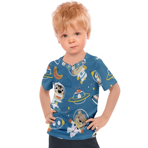 Seamless Pattern Funny Astronaut Outer Space Transportation Kids  Sports Tee by Semog4