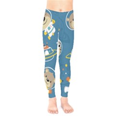 Seamless Pattern Funny Astronaut Outer Space Transportation Kids  Classic Winter Leggings