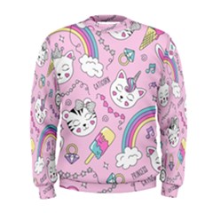 Beautiful Cute Animals Pattern Pink Men s Sweatshirt