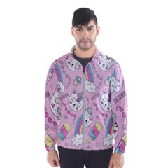 Beautiful Cute Animals Pattern Pink Men s Windbreaker