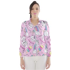 Beautiful Cute Animals Pattern Pink Women s Windbreaker