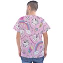 Beautiful Cute Animals Pattern Pink Men s V-Neck Scrub Top View2