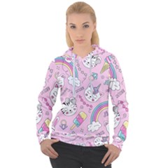 Beautiful Cute Animals Pattern Pink Women s Overhead Hoodie