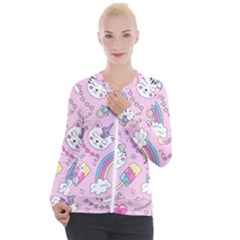 Beautiful Cute Animals Pattern Pink Casual Zip Up Jacket by Semog4