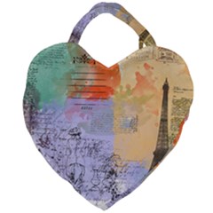 Scrapbook Paris Vintage France Giant Heart Shaped Tote by Salman4z