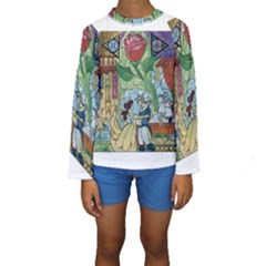 Stained Glass Rose Flower Kids  Long Sleeve Swimwear by Salman4z